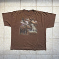 Y2K / Vintage Alaska Wildlife Bear Wolf Eagle Graphic T Shirt Brown Size XXXL