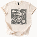 Skull Stack Graphic Tee Dark Gothic Occult Design