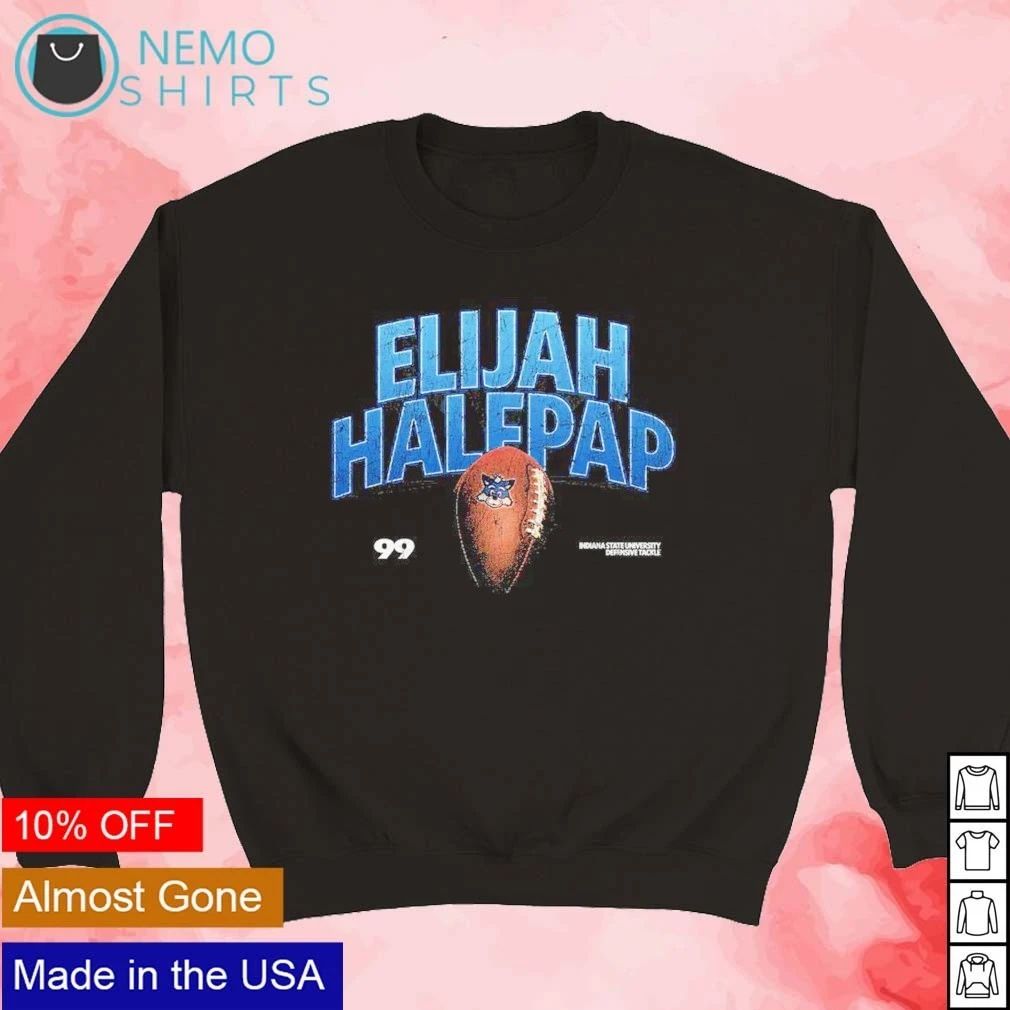 Elijah Halfpap No 99 Indiana State University Defensive Tackle shirt