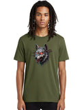 Cyborg-Wolf-Head Mens Graphic Tee, 100% Cotton, Casual Summer Wear