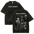 Leon S. Kennedy T-Shirt Resident Evil 4 Remake Vintage Acid Wash Anime Game Tee