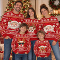 Christmas Gift For Family - Personalized Faux Chenille Effect Santa Snowman Reindeer Unisex Ugly Sweater
