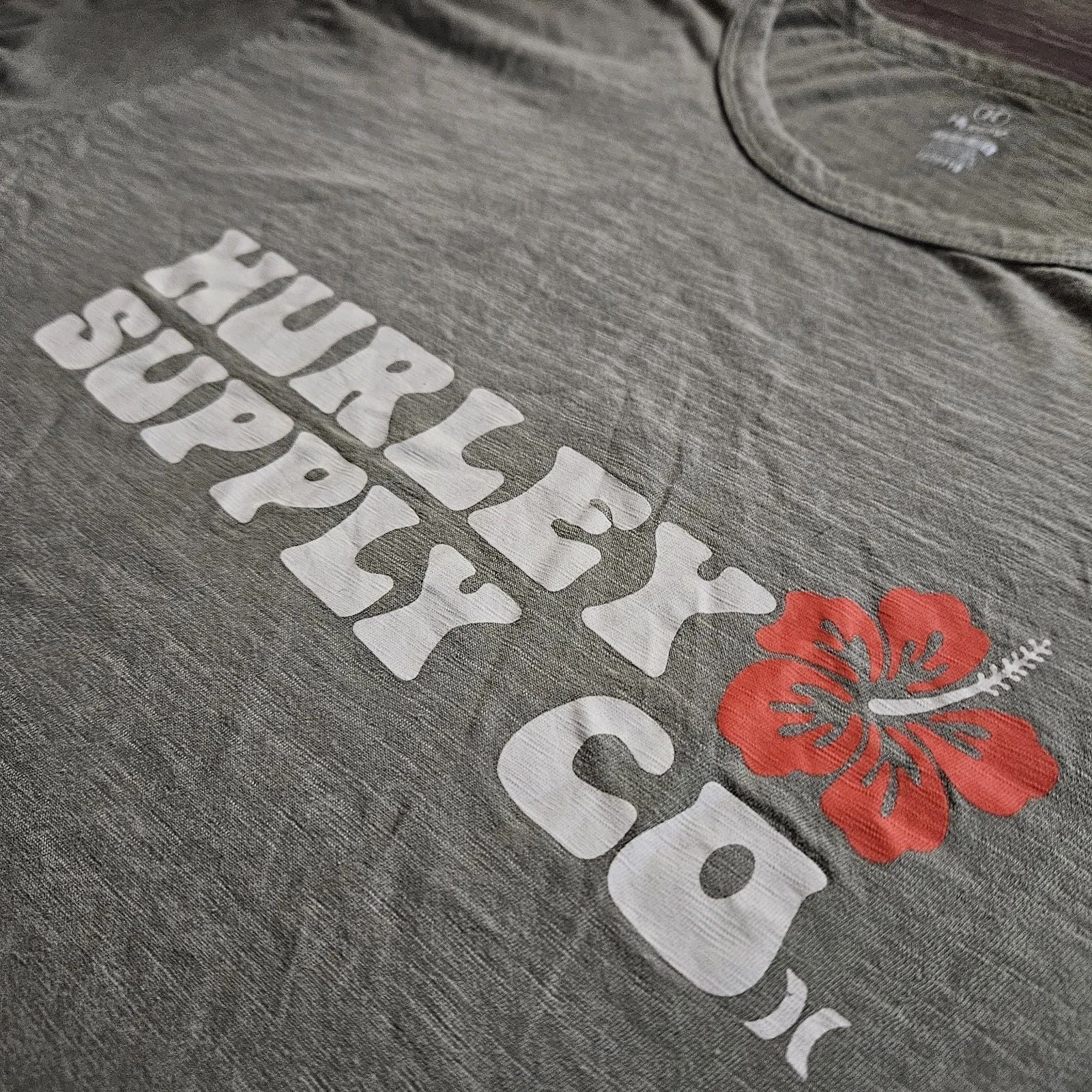 Hurley Supply Co. Hibiscus Graphic T-Shirt Heather Gray 2XL XXL Surf Tee