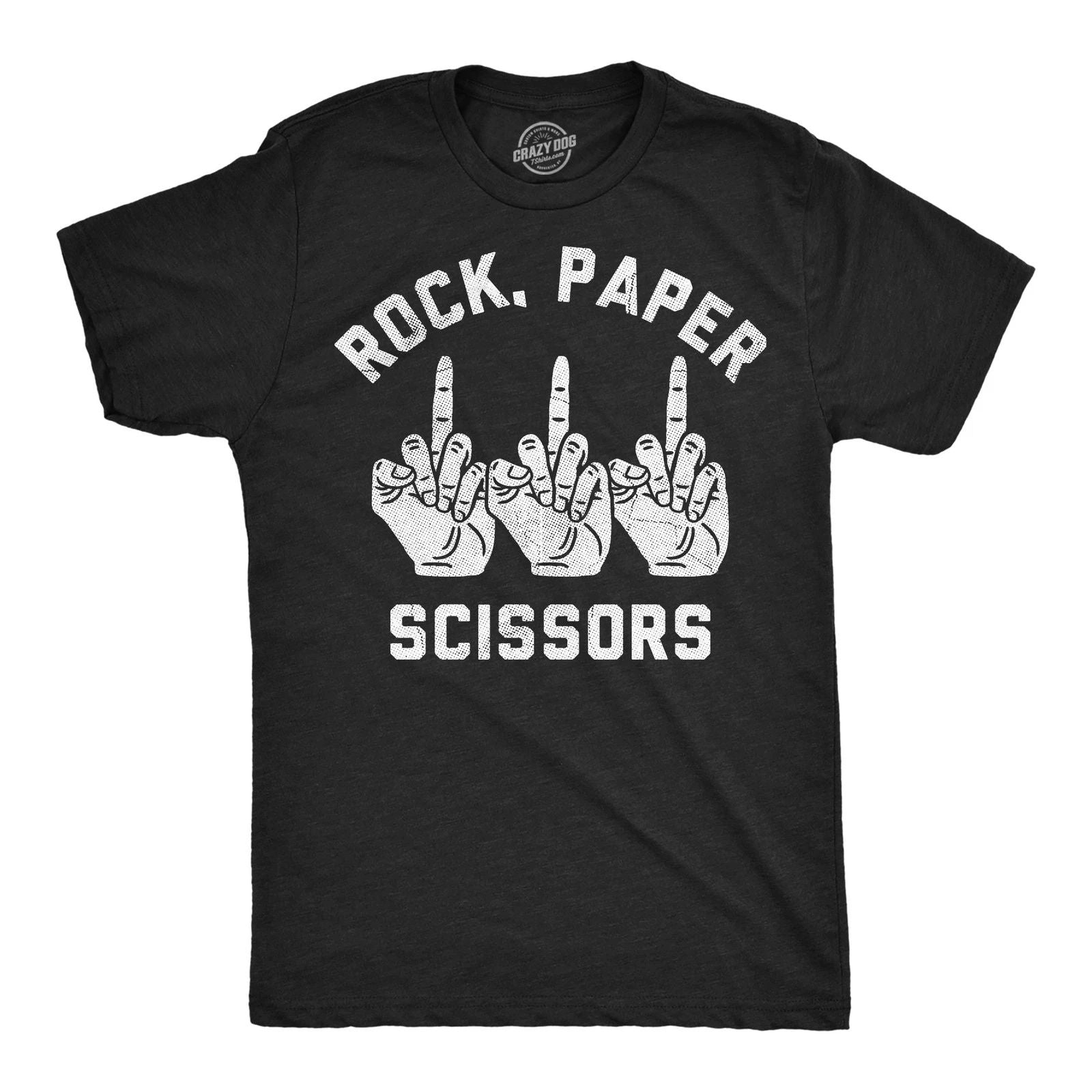 Mens Funny T Shirts Rock Paper Scissors Middle Finger Sarcastic Graphic Novelty