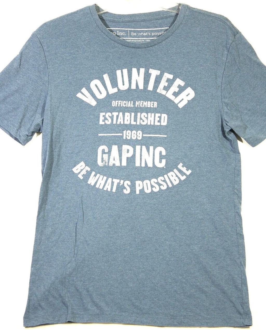 Gap Graphic T Shirt Mens Small Blue Gray “Be What’s Possible” Short Sleeve
