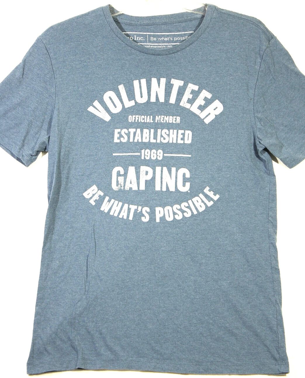 Gap Graphic T Shirt Mens Small Blue Gray “Be What’s Possible” Short Sleeve