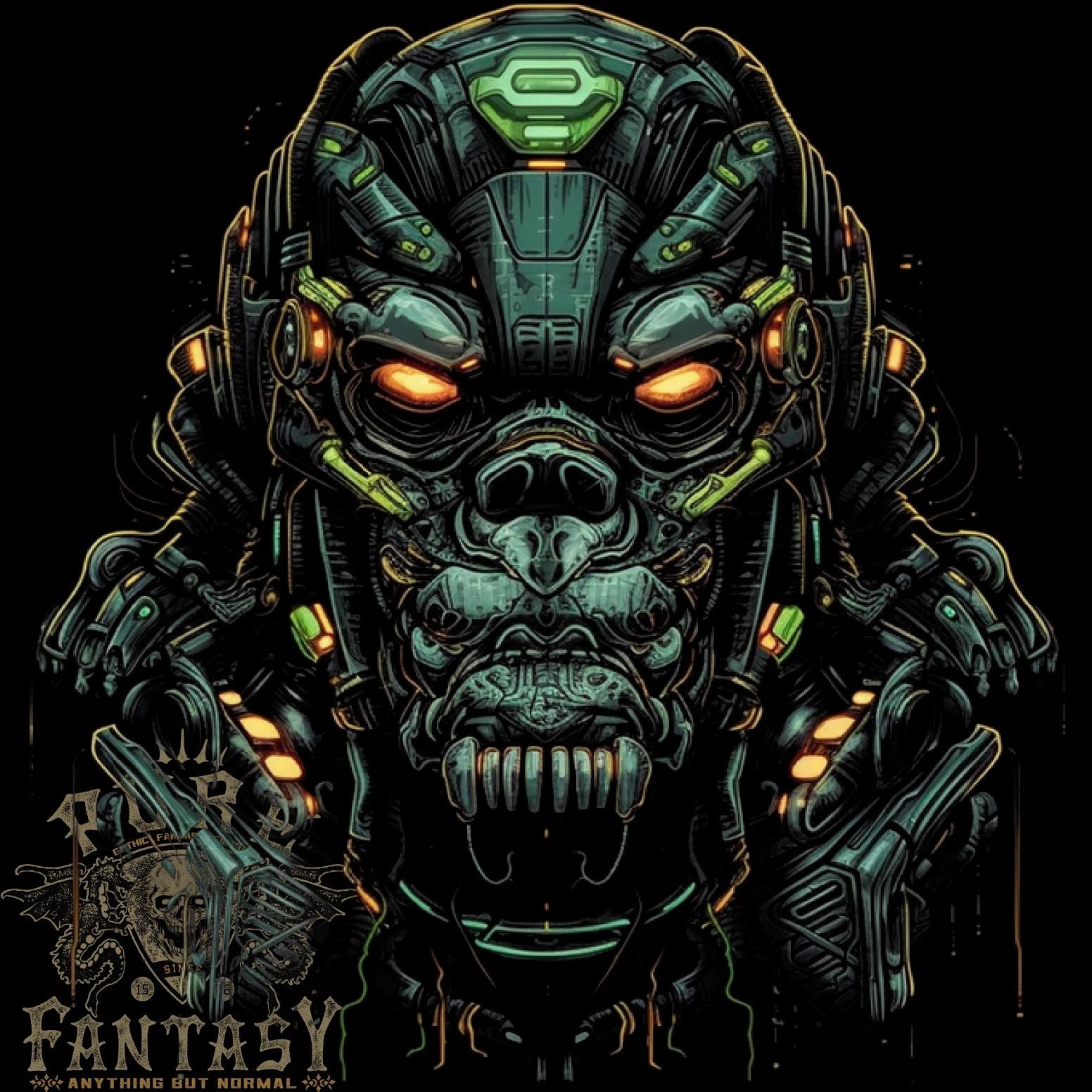 Cyber Gorilla Ape Fantasy Mens Light Cotton T-Shirt