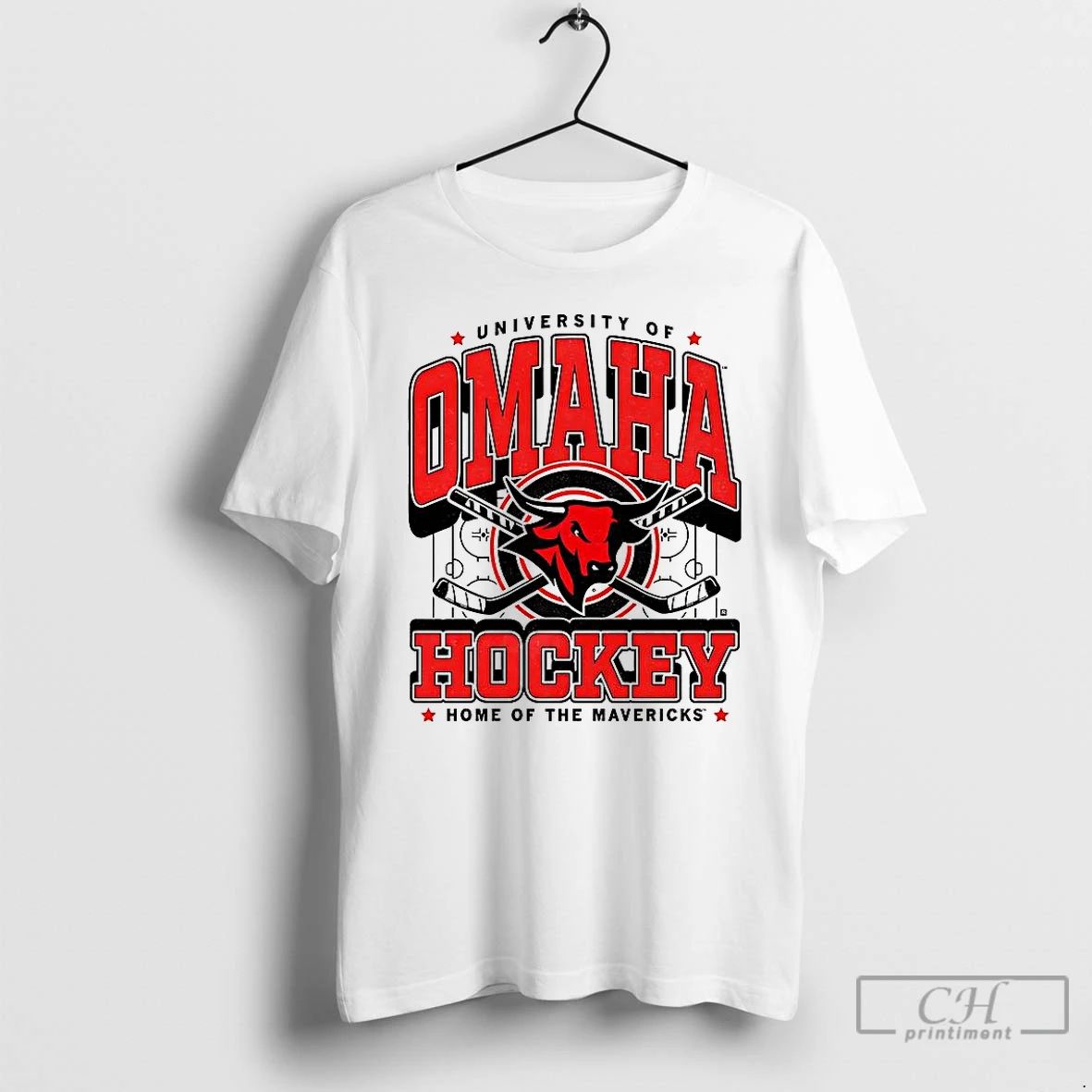 Classic University Of Omaha Hockey Home Of The Mavericks Logo T Shirts