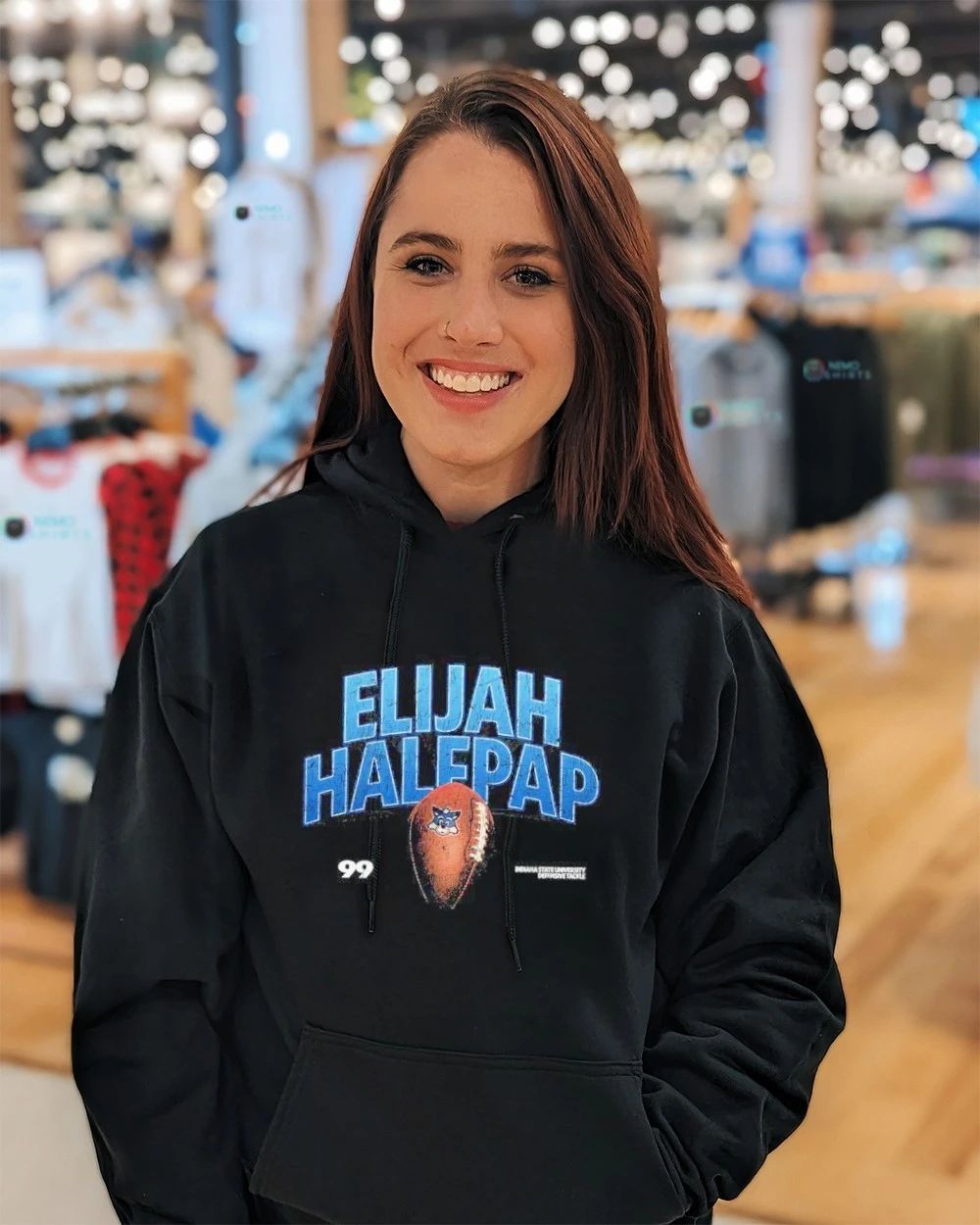 Elijah Halfpap No 99 Indiana State University Defensive Tackle shirt