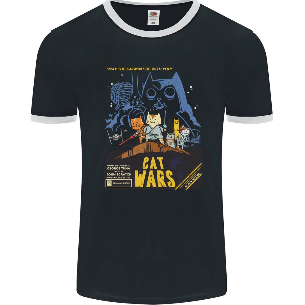 Cat Wars Funny Sci-Fi Mens Ringer T-Shirt FotL