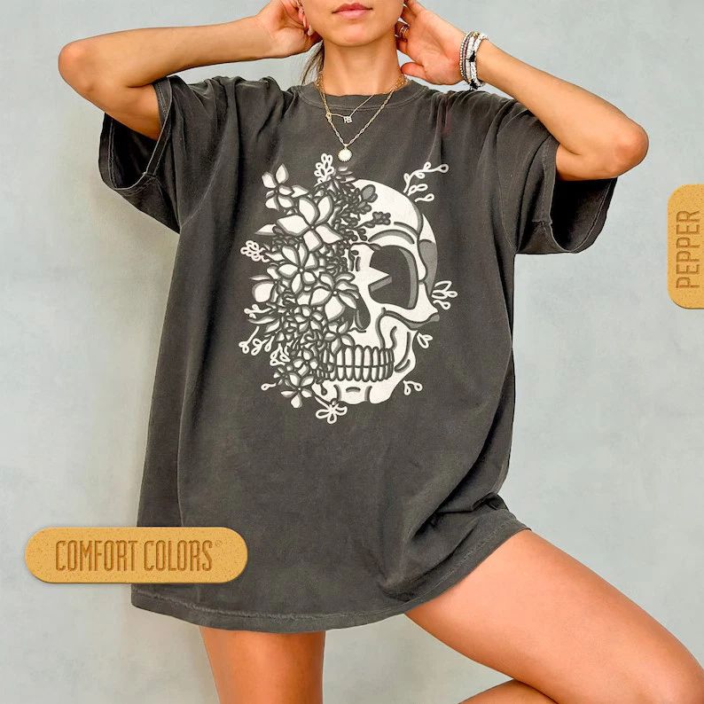Boho Skull Flower Skeleton Comfort Tee