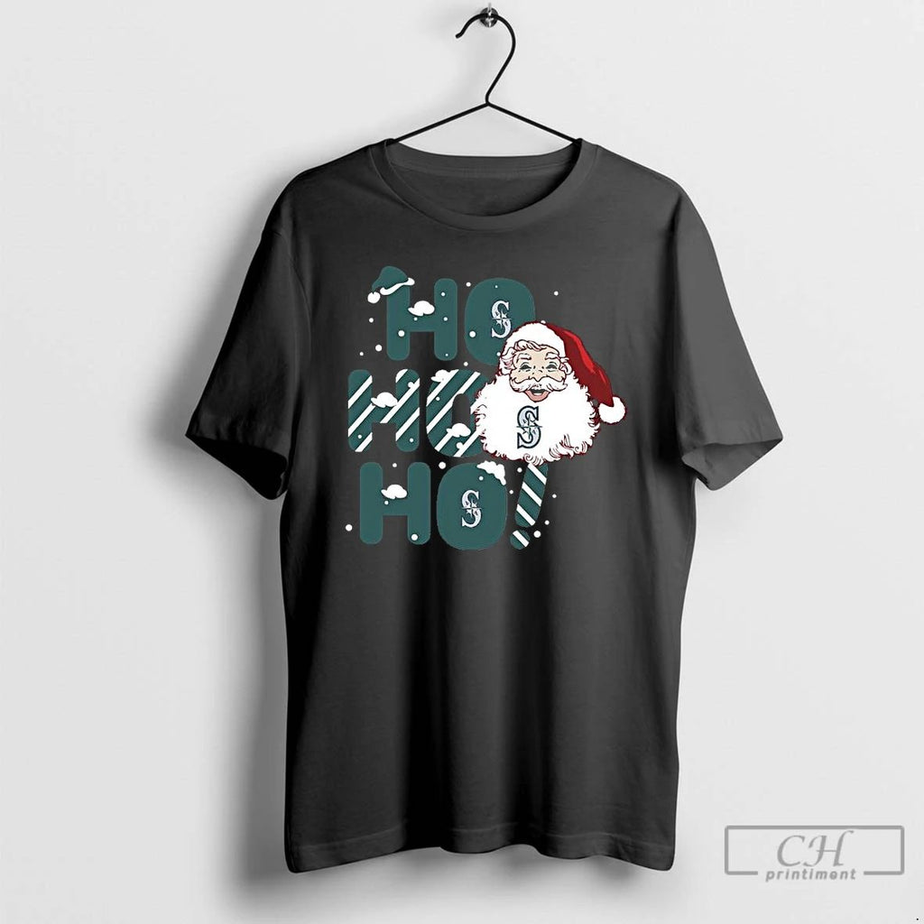 Premium 2025 Seattle Mariners Christmas Santa Ho Ho Ho T Shirts