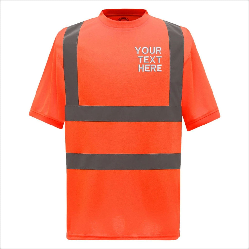 Personalised YOKO Hi Vis Men Short Sleeve Contrast Embroidered T Shirt Workwear