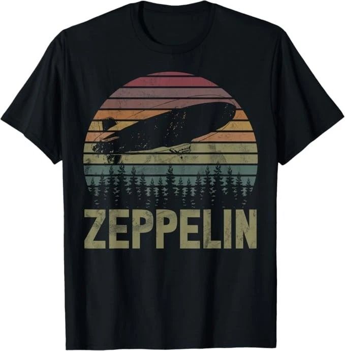 Retro Zeppelin Airship T-Shirt Vintage Stripes Graphic Tee - H124