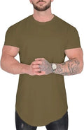 Men T-Shirt Gym Workout Short Sleeve Cotton Lightweight Summer Tee Slim Green XL