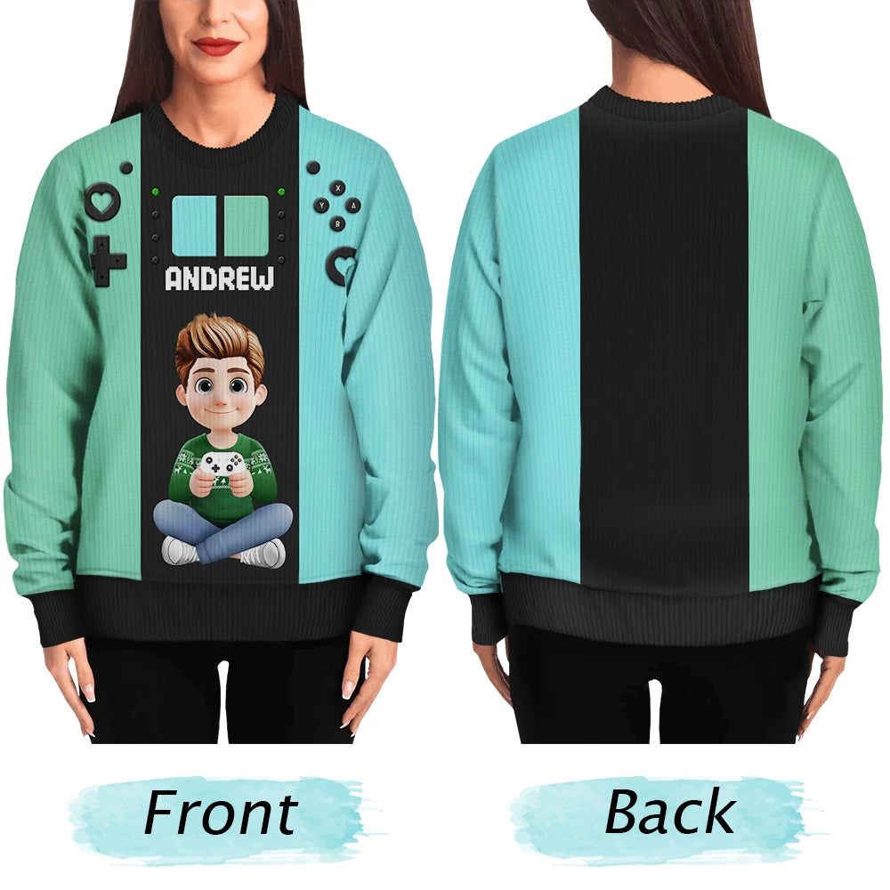 3D Effect Kids Gamer - Personalized Unisex Ugly Sweater