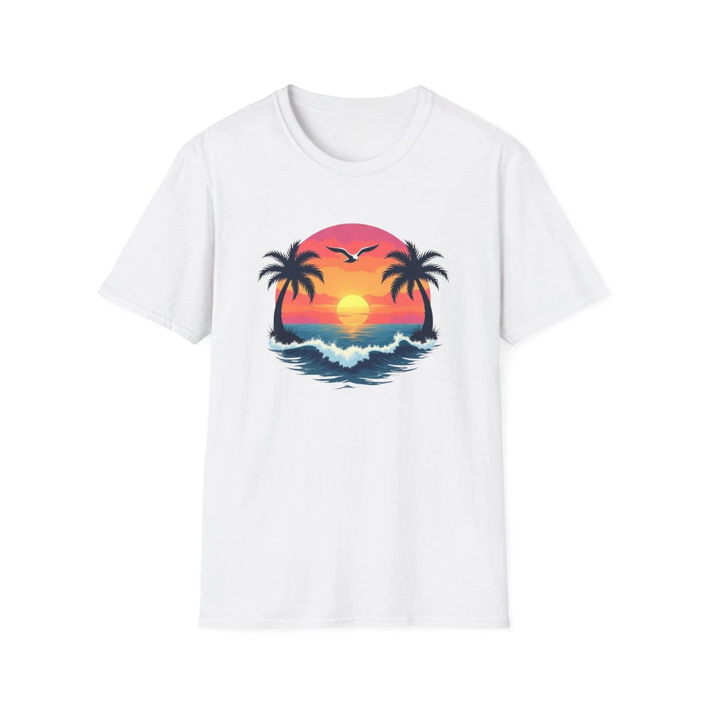 Tropical Sunset Palm Trees T-Shirt | Beach Wave Sun Scene