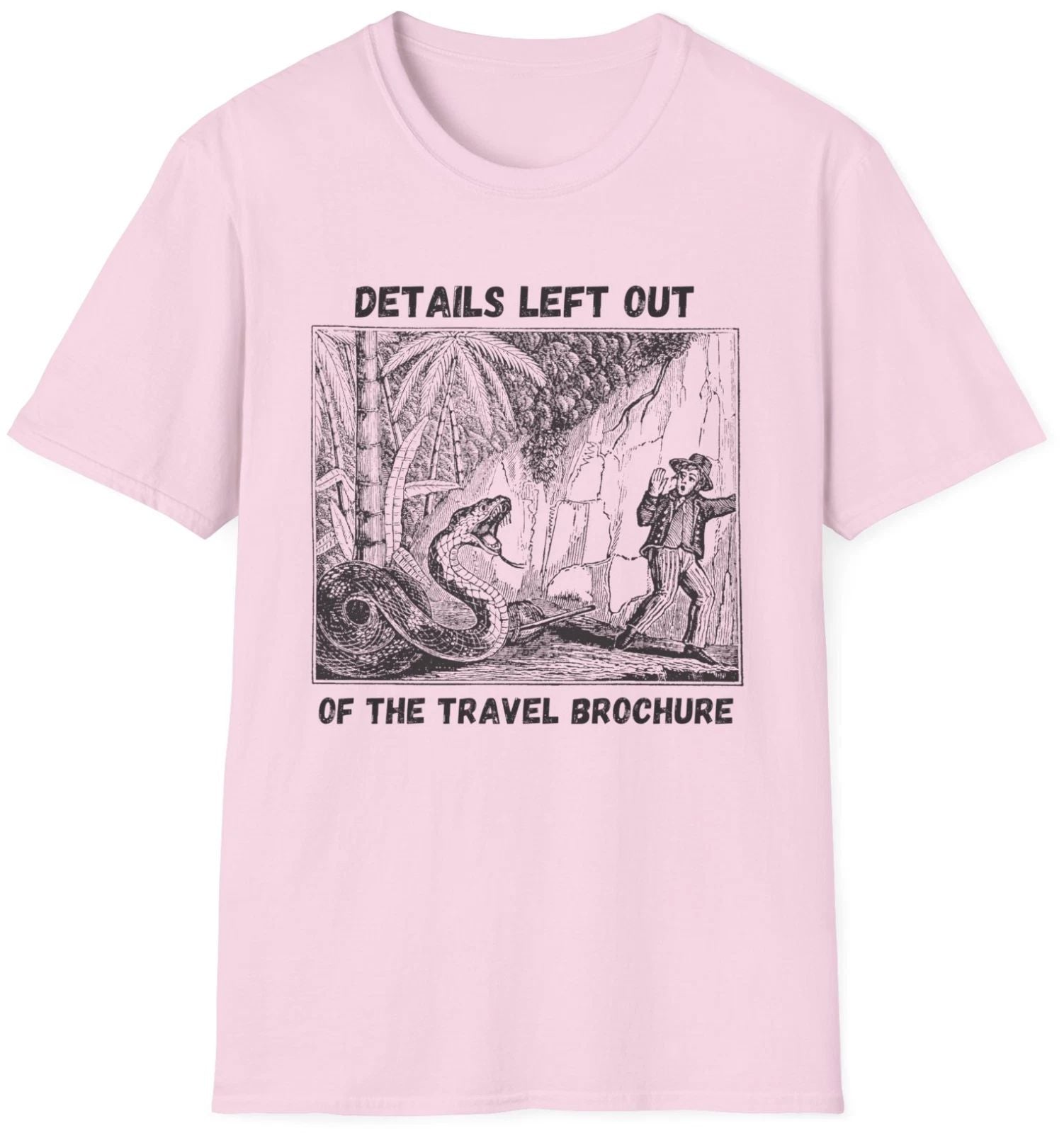 Travel Brochure T Shirt graphic tee Pink Size S