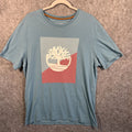 Timberland T-Shirt Men's LG Blue Graphic Print Short Sleeve Casual 100% Cotton