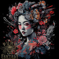 Geisha Girl With Flowers & Butterflies Fantasy Mens Light Cotton T-Shirt