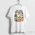 Classic Tis The Season Christmas Icons Santa Snowman Reindeer White T Shirts