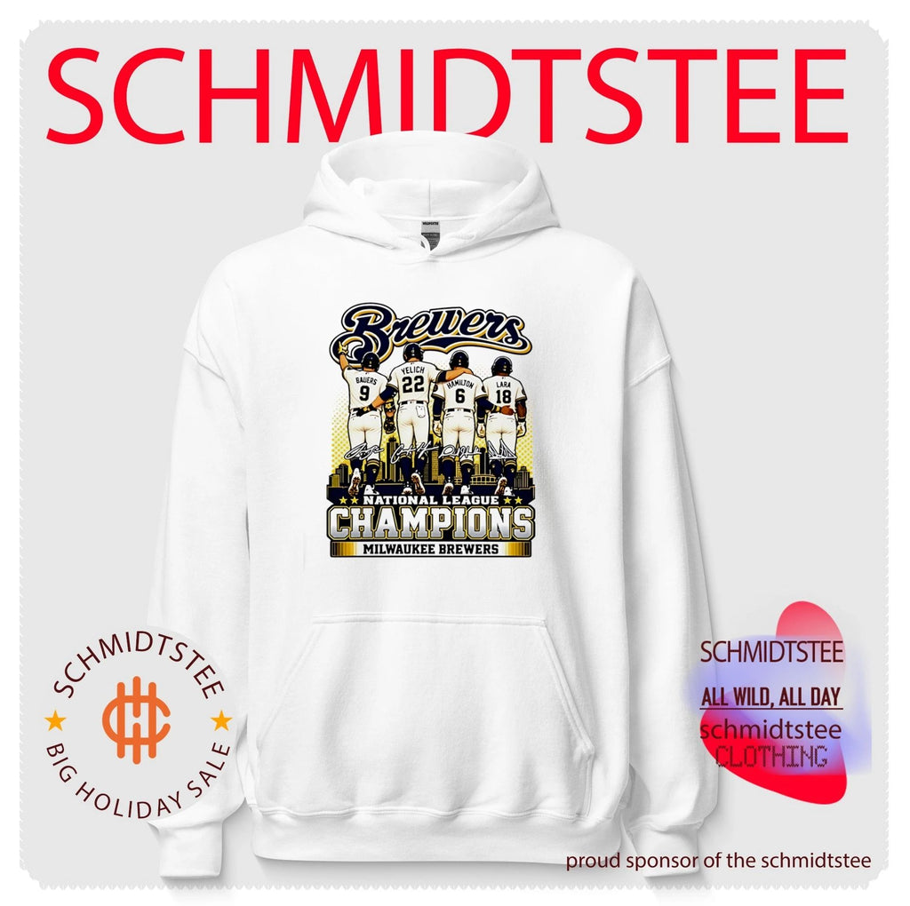 Milwaukee Brewers 2026 National League Champions behind signatures skyline shirt