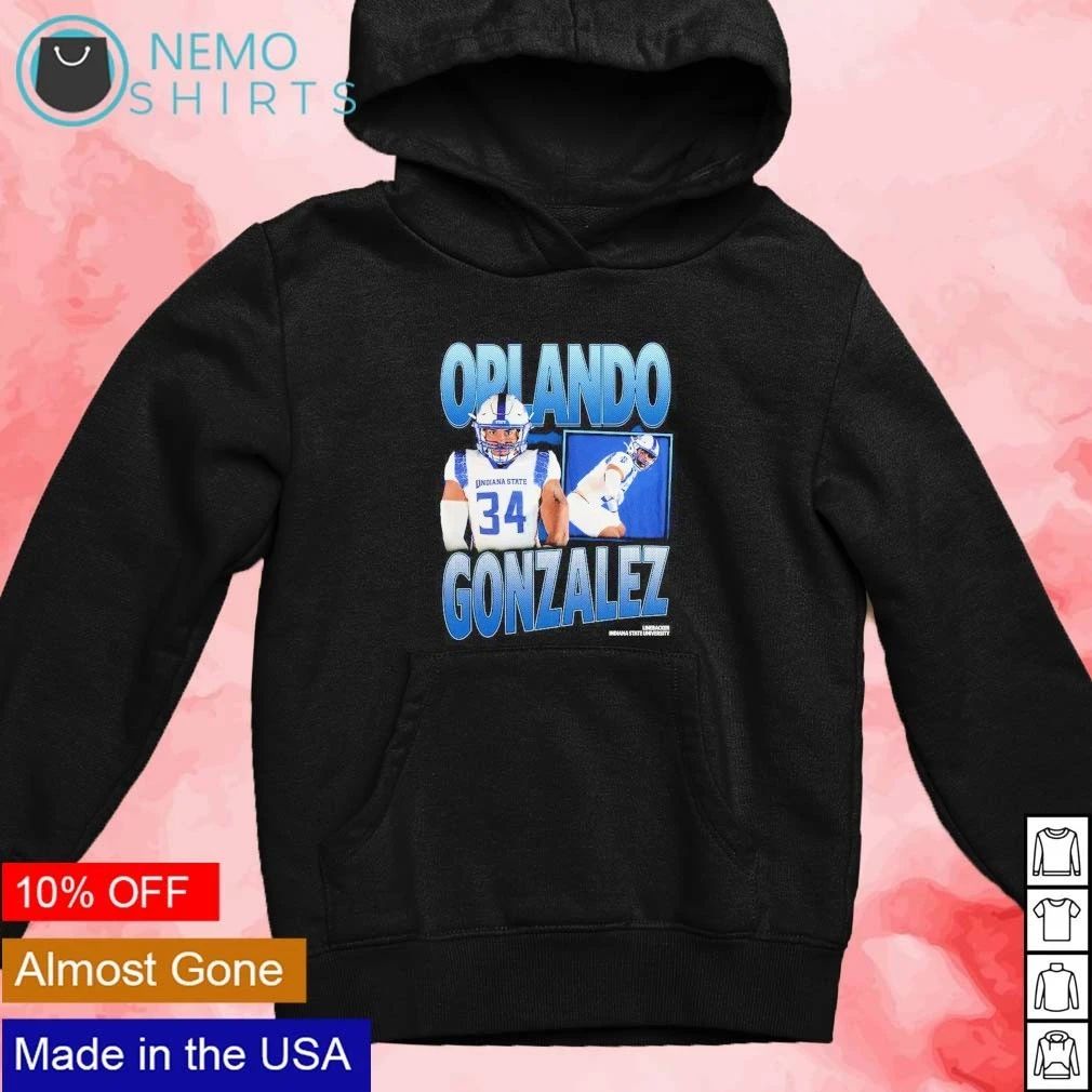 Orlando Gonzalez Indiana State University No 34 Linebacker shirt