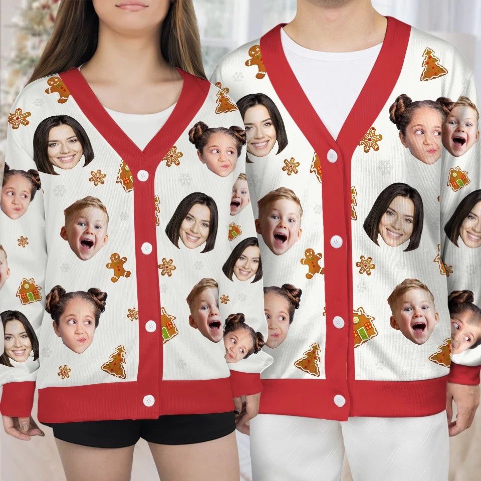 Custom Photo Christmas Is A Time For Families - Family Personalized Custom Ugly Christmas Cardigan - Christmas Gift For Family