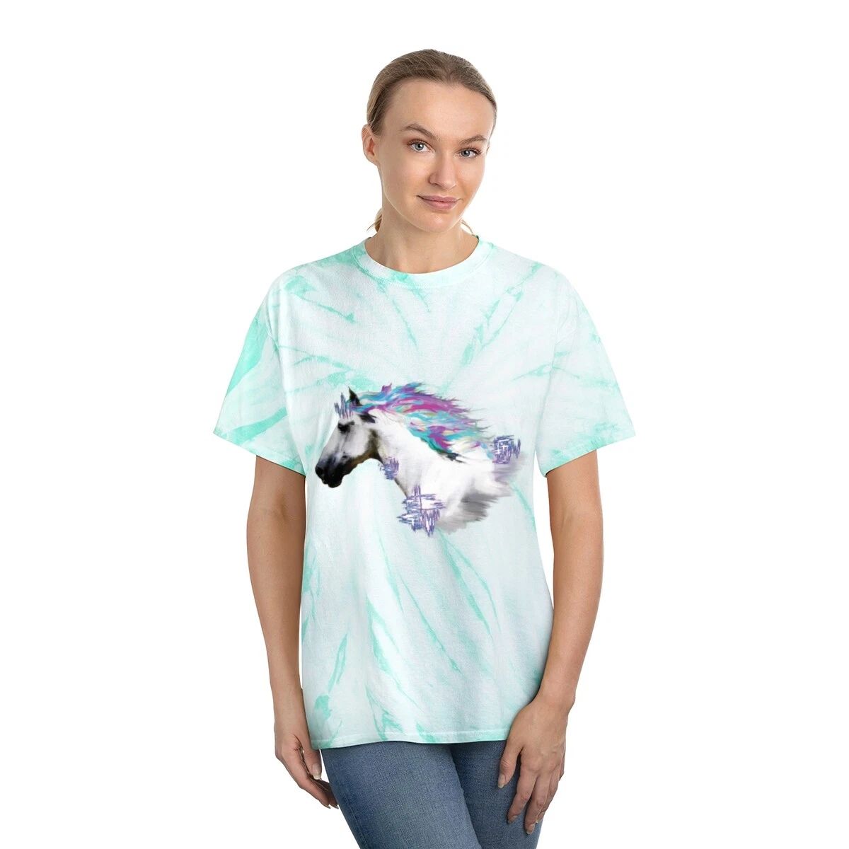 Colorful Fantasy Horse - Preshrunk Cotton Tie-Dye Tee