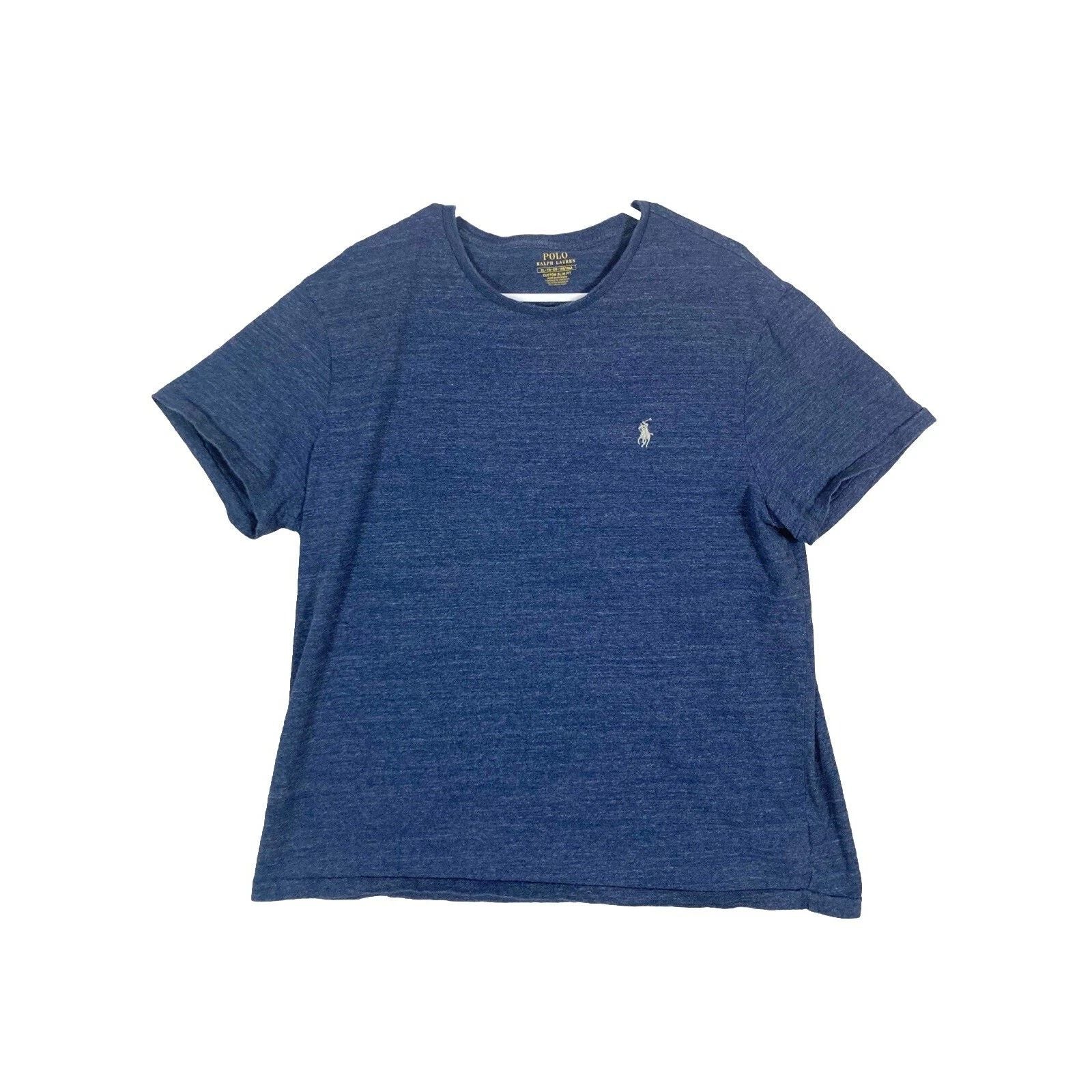 Polo Ralph Lauren T-Shirt Mens XL Blue Custom Slim Fit Heathered Pony Logo Tee
