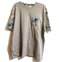 GEORGE Men's T-Shirt XL Gray Floral Pocket Short Sleeve Tropical Summer Beach