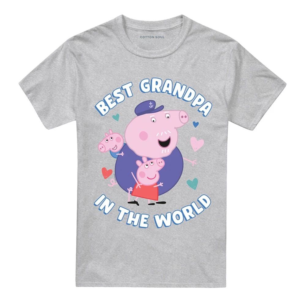 Peppa Pig Best Grandpa In The World T-Shirt S-5XL, Heather Grey