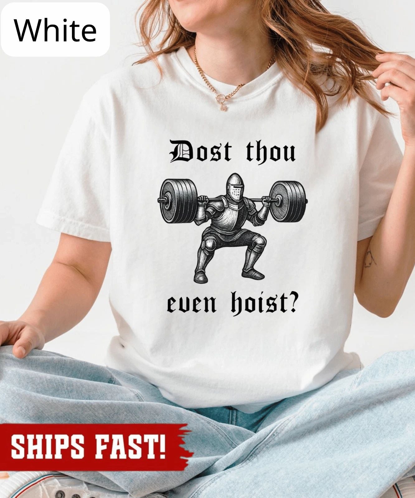 Medieval Gym T-Shirt: Funny Knight Weightlifting Tee