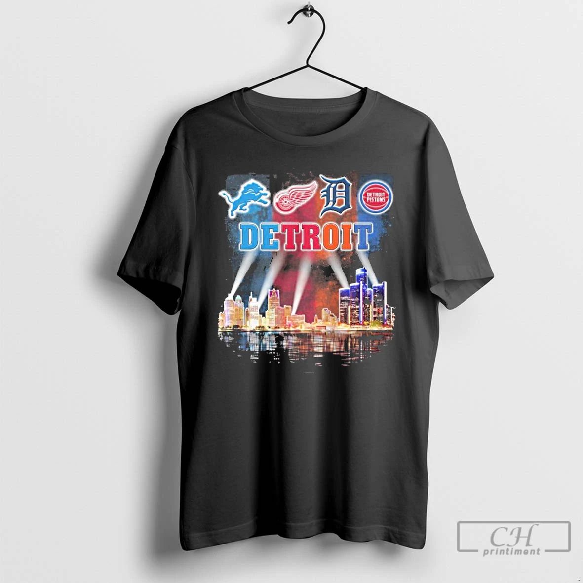 Classic Retro City Of Detroit Sports Teams Logo T Shirts