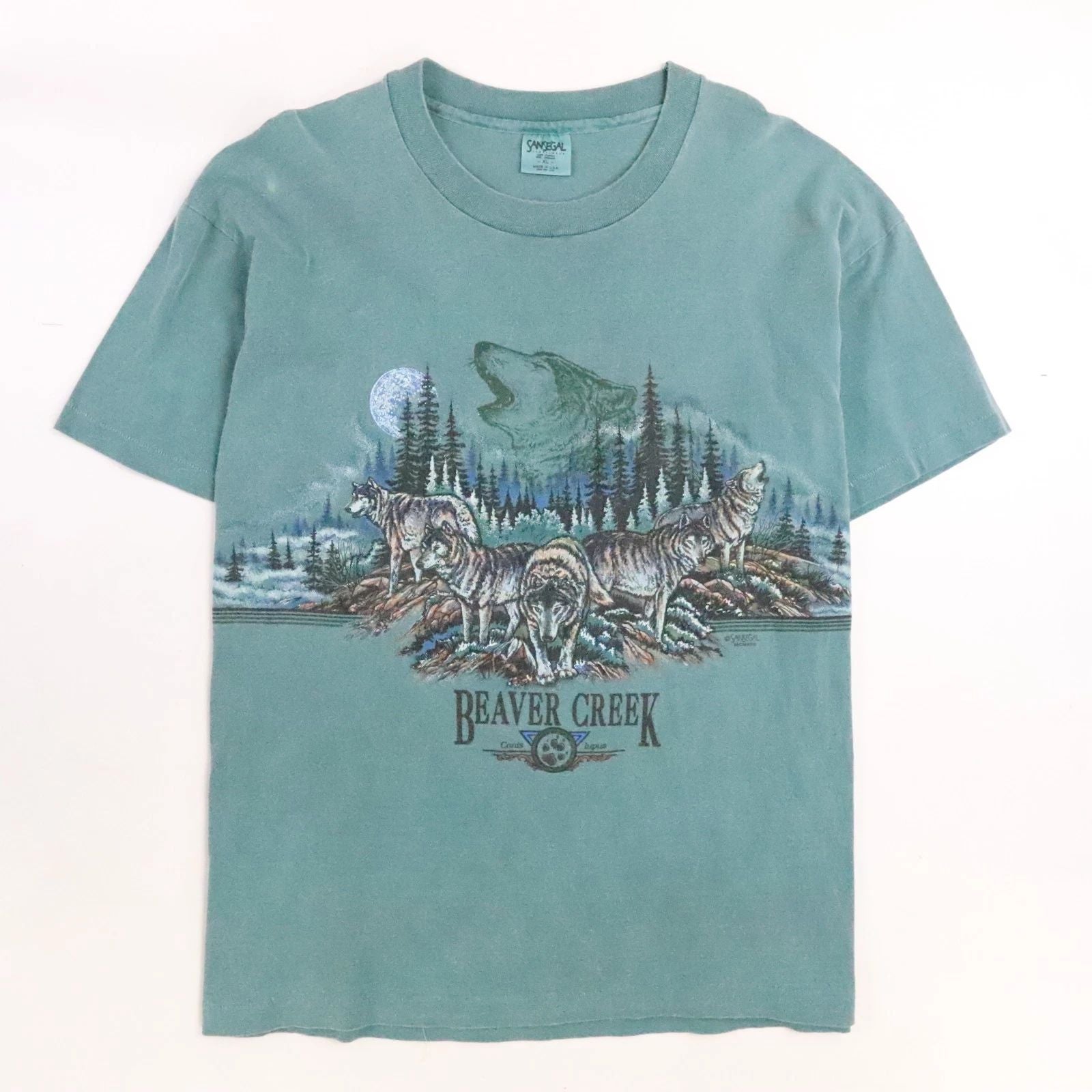 Vintage Beaver Creek Wolf Forest T-Shirt Size XL Nature 90s