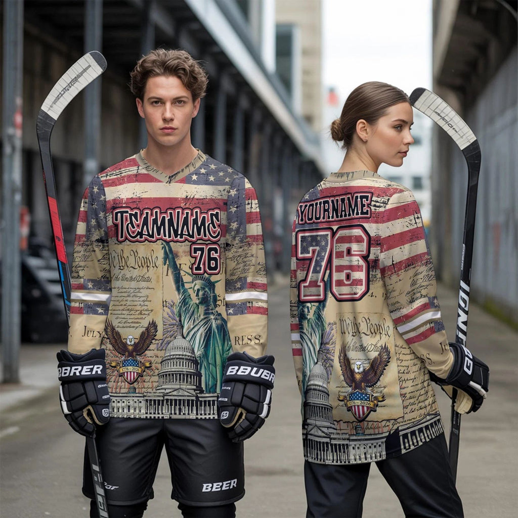 Personalized 4th of July Hockey Jersey 2026, 250th Anniversary USA Patriotic