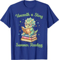 Triceratops Dinosaur Reading Books Cute Dino  Unisex T-Shirt