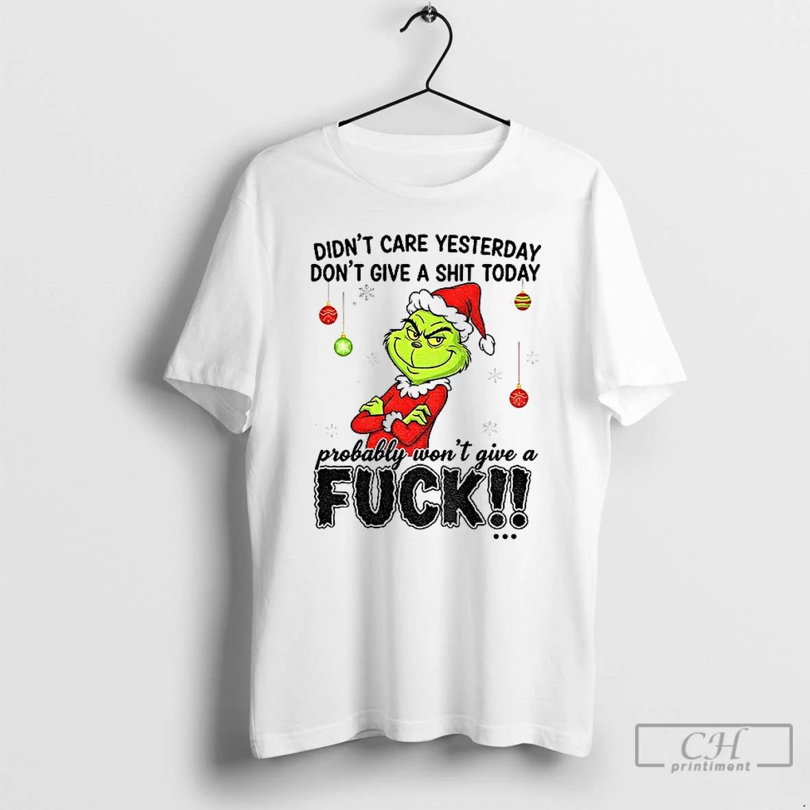 Premium Grinch Santa Hat Didnt Care Yesterday Dont Give A Shit Today Probably Wont Give