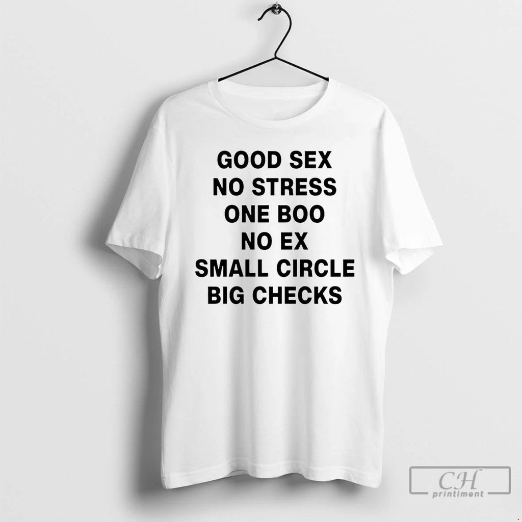Classic Good Sex No Stress One Boo No Ex Small Circle Big Checks T Shirts