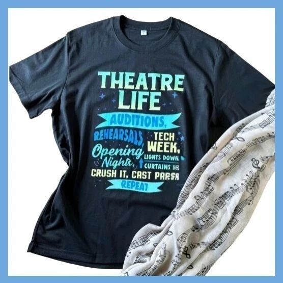 Theatre Life Graphic Tee Size XL Men or Women Black Drama Thespian Cotton