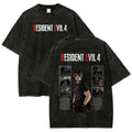Resident Evil 4 T-Shirt Leon S. Kennedy Vintage Acid Wash Horror Game Graphic Te