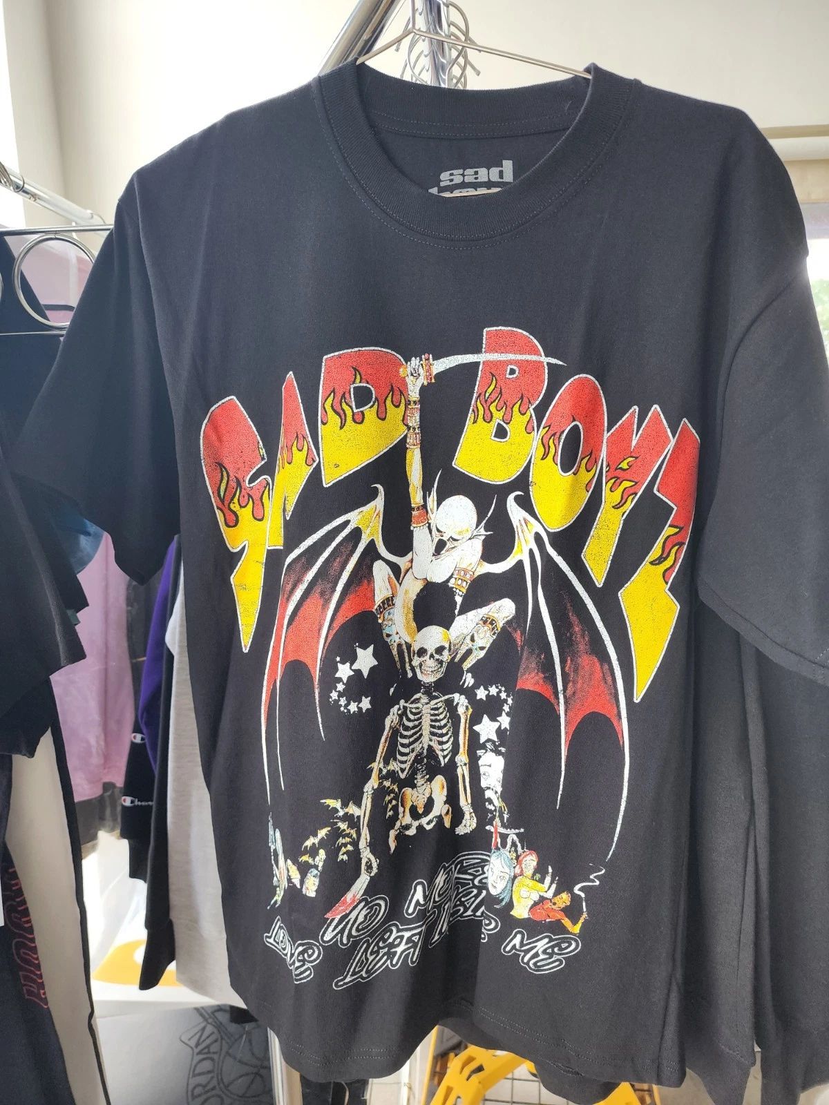 Sad Boyz Men's Skull Fantasy Graphic Print T-Shirt Black Cotton Crew Neck S