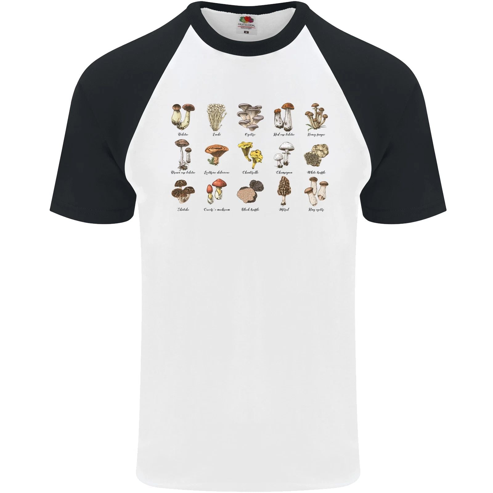 Mushroom Species Foraging Mycology Mens S/S Baseball T-Shirt