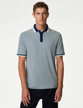Marks & Spencer Mens Viscose Short sleeved Collar Polo Top in Rich Blue - M&S
