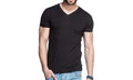 Men 100% Cotton short sleeve Black  V Neck T Shirt