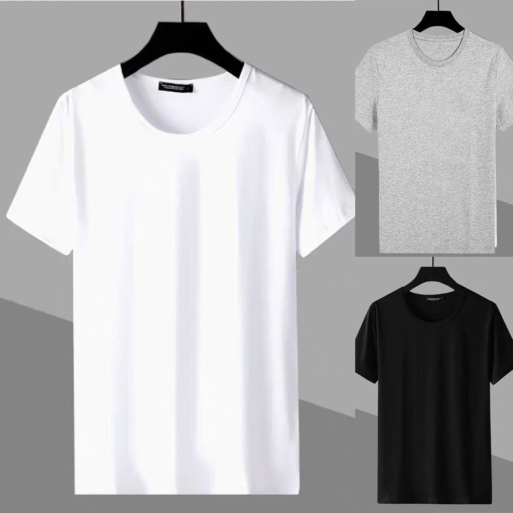 Fashion Men's Summer Plain Slim Fit T Shirt Top Short Sleeve Solid Color