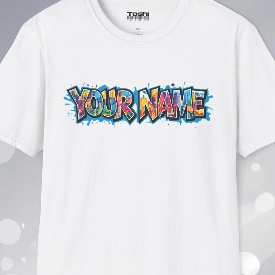 Custom Graffiti Street Style Tee Personalize ADD TEXT Hip Hop Old School B-Boy