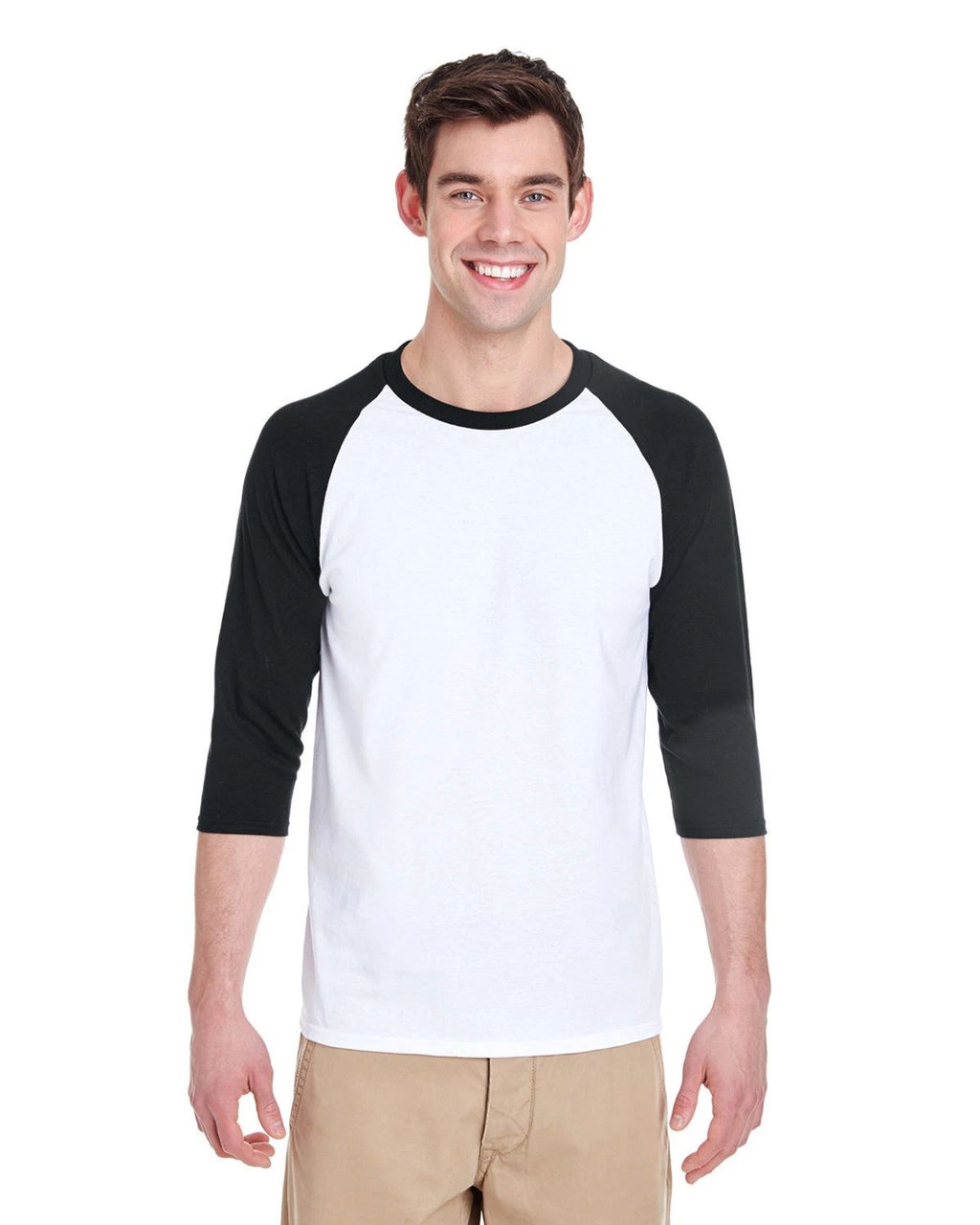 Gildan Adult Heavy Cotton Three-Quarter Raglan Sleeve Stylish Plain T Shirt G570