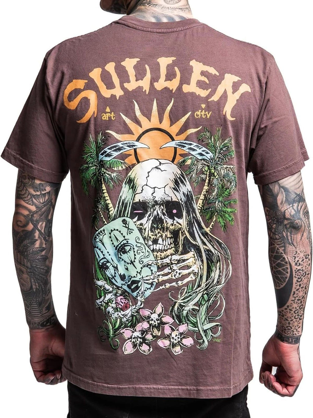 Sullen Men's Hard Gamble Short Sleeve Premium T-shirt Party Skull Tattoo Tee