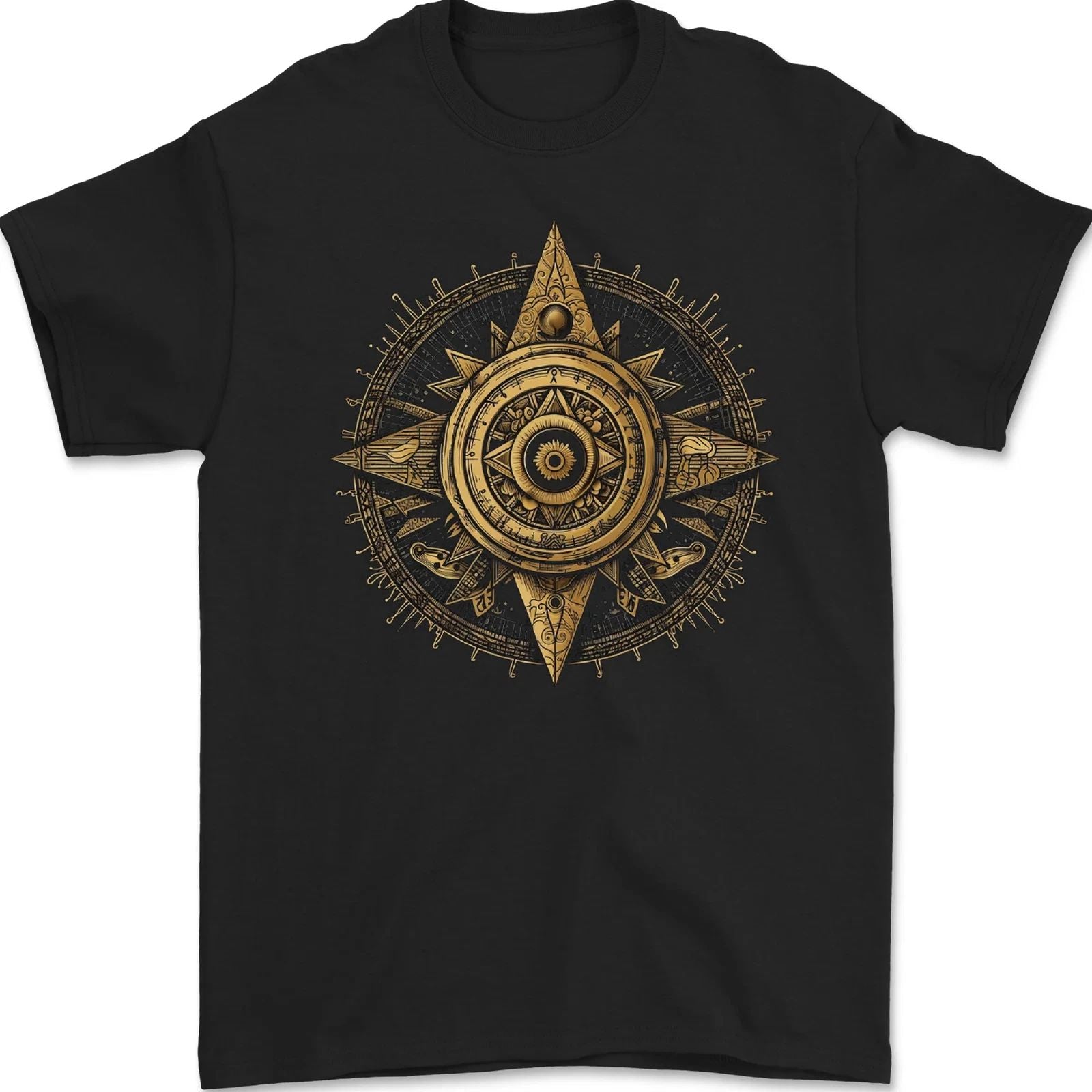 A Fantasy Gold Compass Mens T-Shirt 100% Cotton